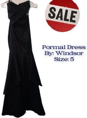 Windsor Black Ruched Strapless Cocktail Gown